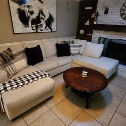 White Sectional Couch Plus Swivel Chair