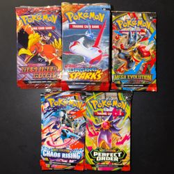 Pokemon Booster Packs - Destined Rivals, Mega Evolution, Surging Sparks, Chaos Rising