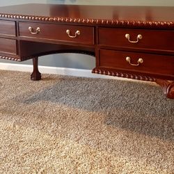 Reproduction Mahogany Chippendale five drawer desk