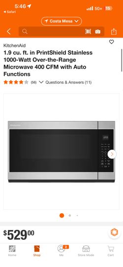 KitchenAid PrintShield Stainless 1000-Watt Microwave