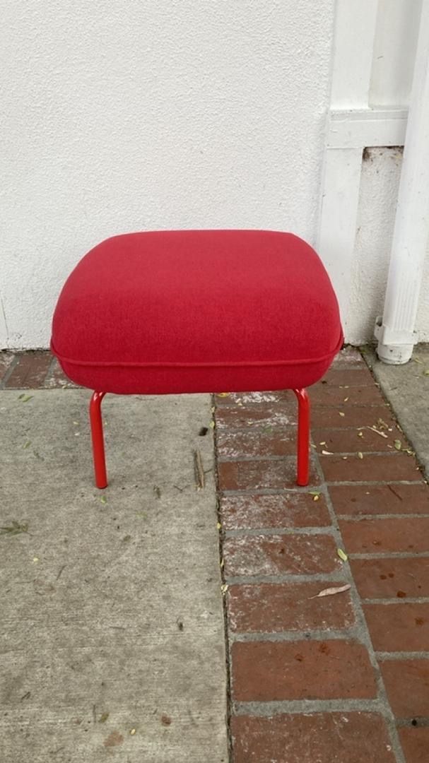 New Red Fabric Ottoman/Footstool with Metal base
