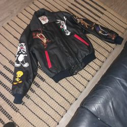 Vintage Looney Tunes 1996 Warner Brother 100% Leather Jacket