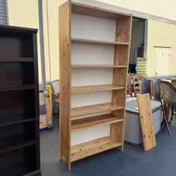 Natural Solid Wood 6 Tier Large Bookshelf Good Condition 