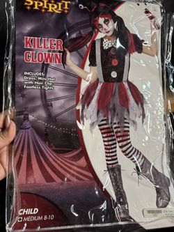 Killer Clown Girls Costume Size Medium 8-12