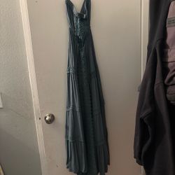 Teal Boho Lace Maxi Dress