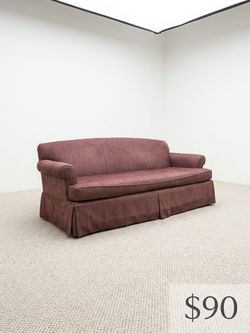 Mauve Upholstered Sofa with Skirted Base