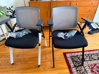 BLANEDUO Folding Office/Conference Chairs (Set of 2) - Grey Mesh