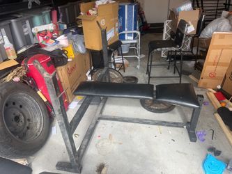 Weight Bench, weights & Barbell