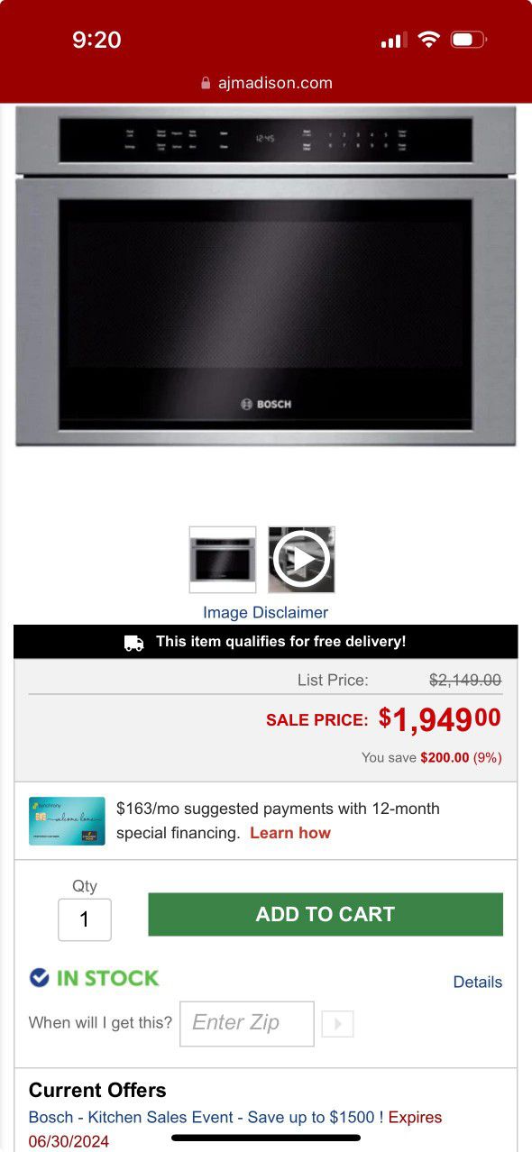 Microwave  Stainless Steel Bosch 