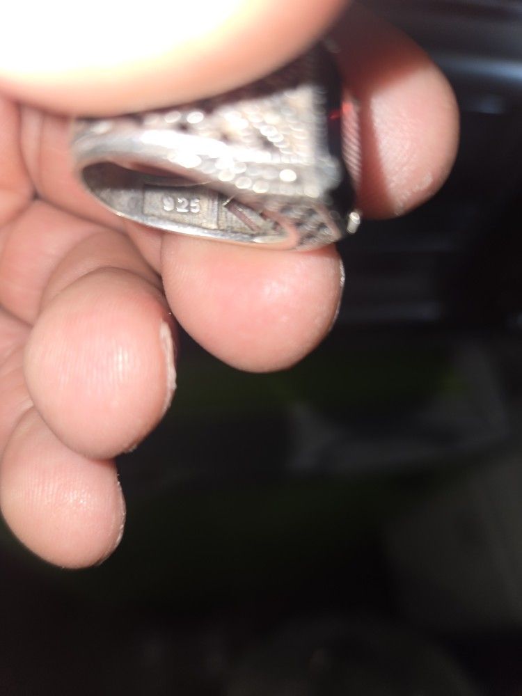 Sterling Silver 925 Ring Red Garnet