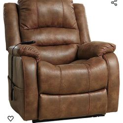 (($399))  NEW  $919 VALUE))Signature Design by Ashley Yandel Faux Leather Electric Power Lift Recliner  Brown for Elderly 