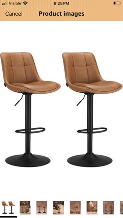 Set of 2 Swivel Bar Chairs Carmel Brown color