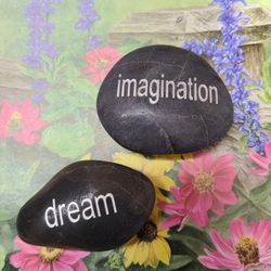 TWO, ENGRAVED STONES 