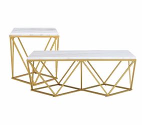 White And Gold Table Set