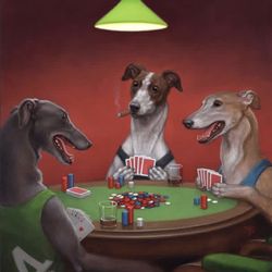 Funny Dogs Playing Poker Metal Tin Sign Bar Man Cave Wall Decor 12x8