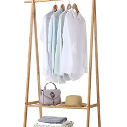 Bamboo clothes or plant rack and hangers