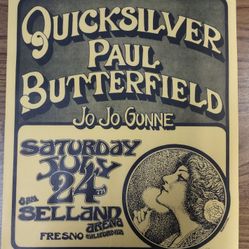 Quicksilver Paul Butterfield Poster Signed By Randy Tuten