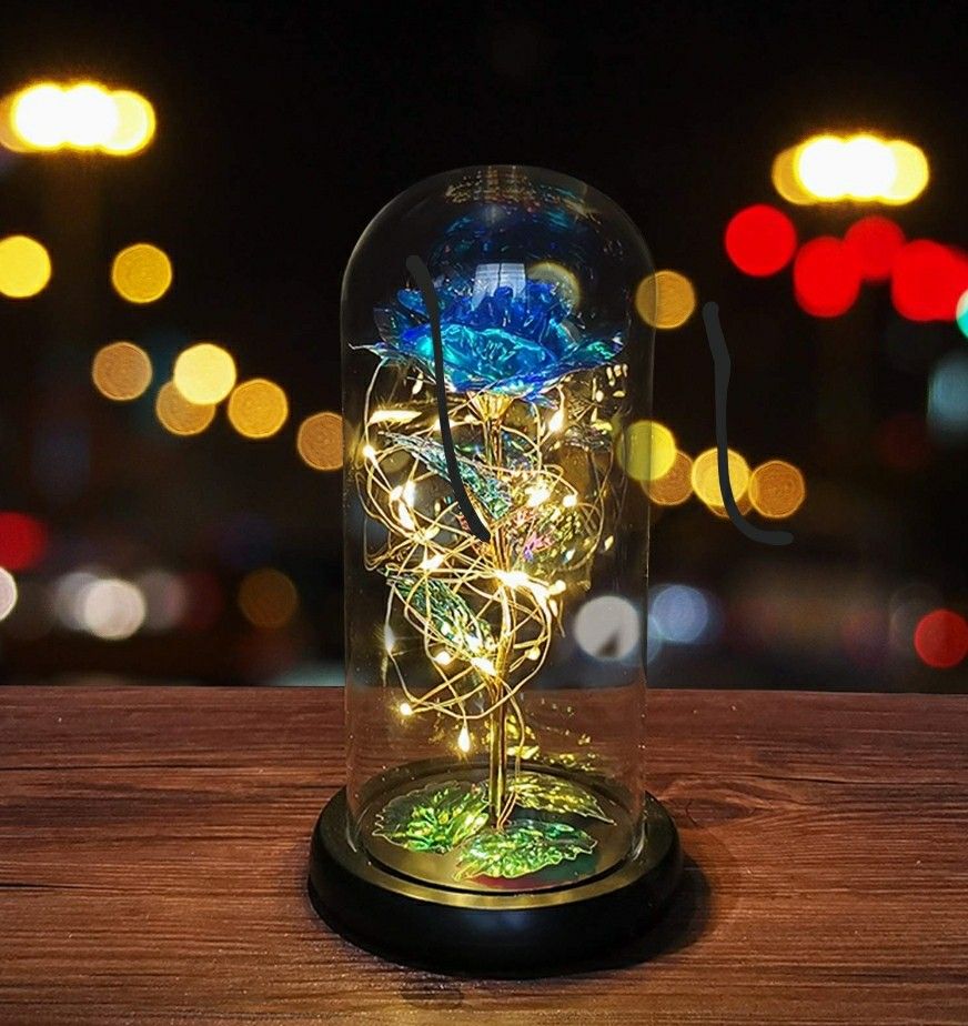 Galaxy Artificial Rose Flower Gifts for Women Girlfriend Led Light String Glass Flowers Gift for Valentine's Day Mother's Day Girl's Birthday and Home