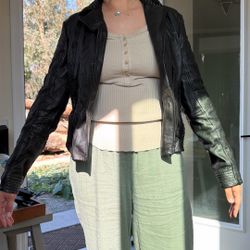 Elie Tahari Lamb Leather Jacket