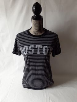 Tee Max Boston women's grey/black striped short-sleeve T-shirt size S