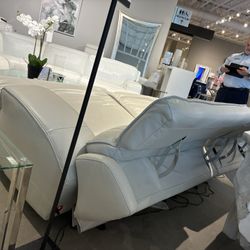 Reign White Lthr/vinyl Power Reclining Sofa