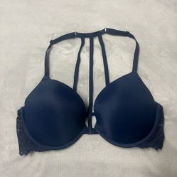 Elegant Navy Blue Lace Bra