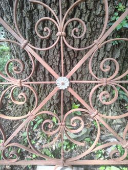 Rare Vintage 49x42 Wrought Iron Gate , Architectural Salvage Panel