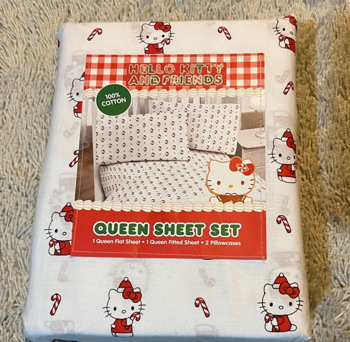 Hello Kitty and Friends Queen Sheet Set - White and Red