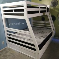 Twin Full White Bunkbed With Ortho Mattress Included!!