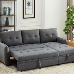 New! Dark Gray Sectional Sofa Bed, Sofabed, Sectional Sofa With Pull-out Bed, Sectional, Sleeper Sofa, Couch, Sofa Bed, gray Sofa Bed 