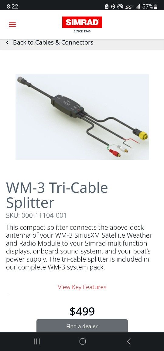 Sirius Xm Satelite Wm- Tri Cable Splitter
