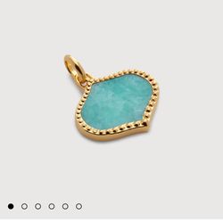 Monica Vinader Lotus Gemstone Pendant 18k Gold Vermeil & Amazonite