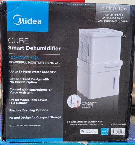 Midea Cube 35-Pint 2-Speed WiFi Connected Dehumidifier ENERGY STAR