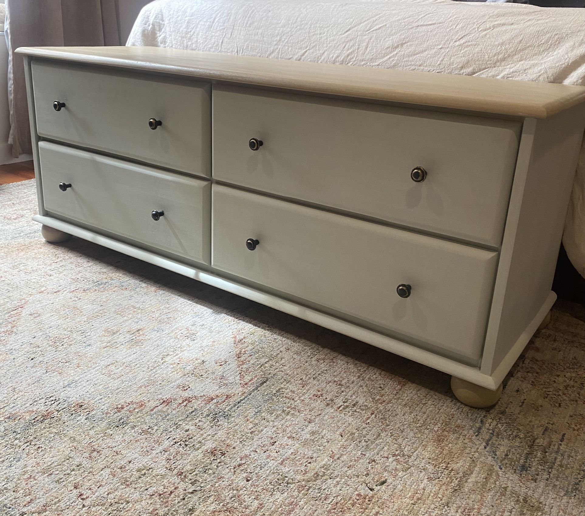Solid Wood Bench With Drawers