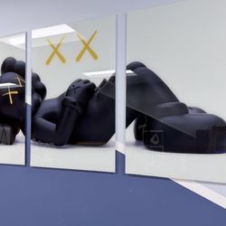 Kaws 3 Piece Tempered Glass Wall Art 72”x36”