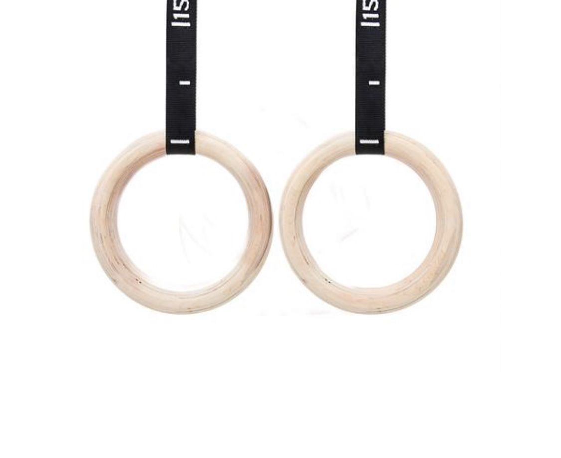 Wood Gymnastic competition Rings with Straps for Training CrossFit Home Gym