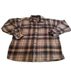 Orvis Shirt Men 2XL Plaid Heavy Thick Flannel Lumberjack Heavyweight Outdoors