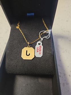 Necklace with 'J' pendant 14k gold plated
