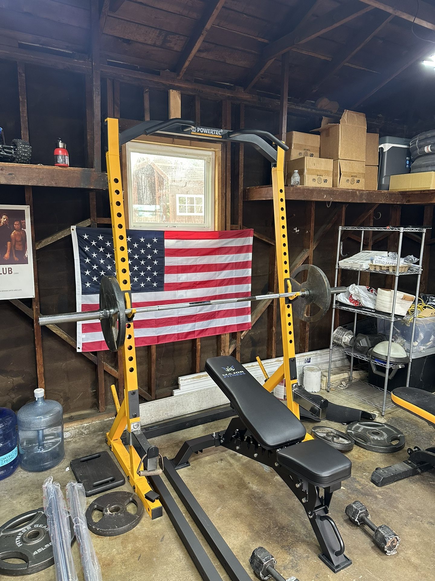 Yellow Workout Rack No Weights No Bench