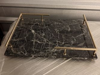  Tray for Perfume and Jewelry MDF Organizer with Metal Handle Decorative Catchall Trinket Dish for Dresser Bathroom Vanity Table Desktop