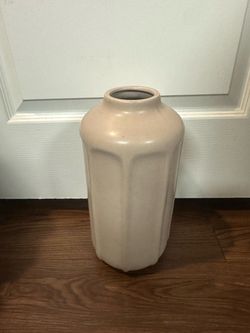 Tall Ceramic Vase with Ribbed Design