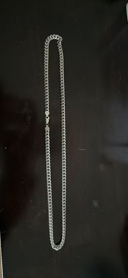 24 inch Cuban link 14 karat white gold necklace