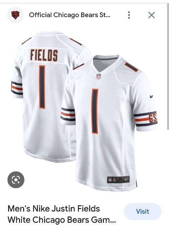 NFL Jersey White Fields Chicago Bears GSH