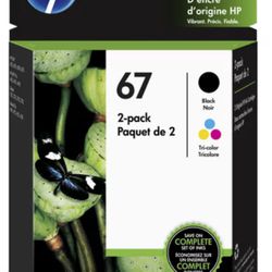 HP 67 Black/Tri-Color Ink Cartridges (2-Pack, 1-Pack) | Works with HP DeskJet 1255, 2700, 4100 Series, HP ENVY 6000, 6400 Series