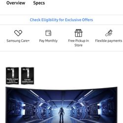 34” Samsung Ultra Wide Gaming Computer Monitor