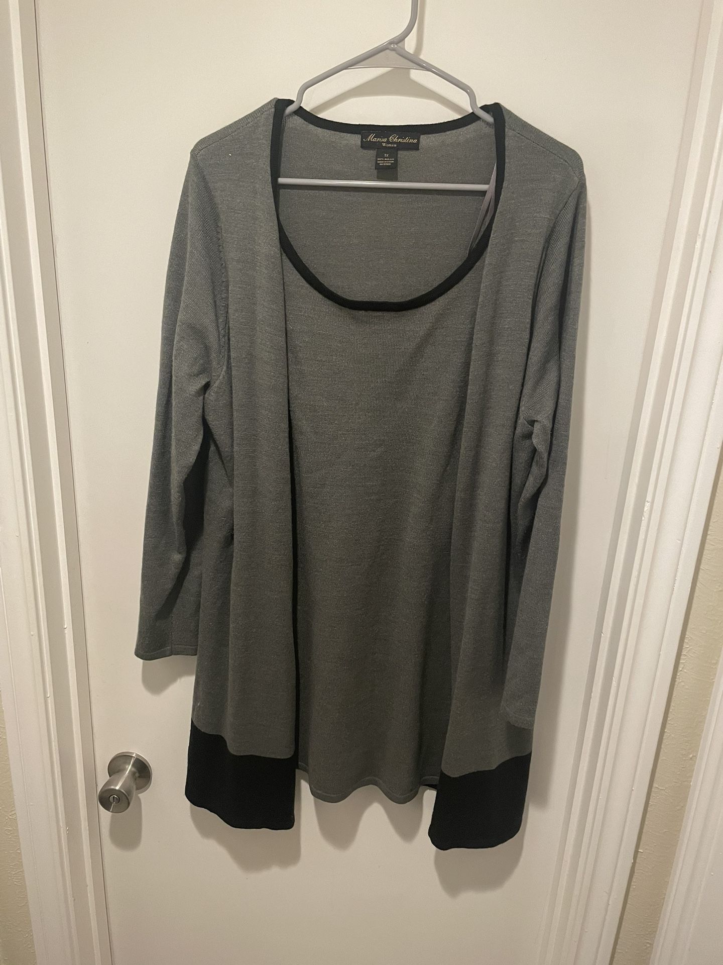 Marisa Christina Grey Long Sleeve Tunic Top Size 1X