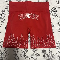 Kill Crew SEAMLESS FLAMES BIKER SHORTS - RED / WHITE