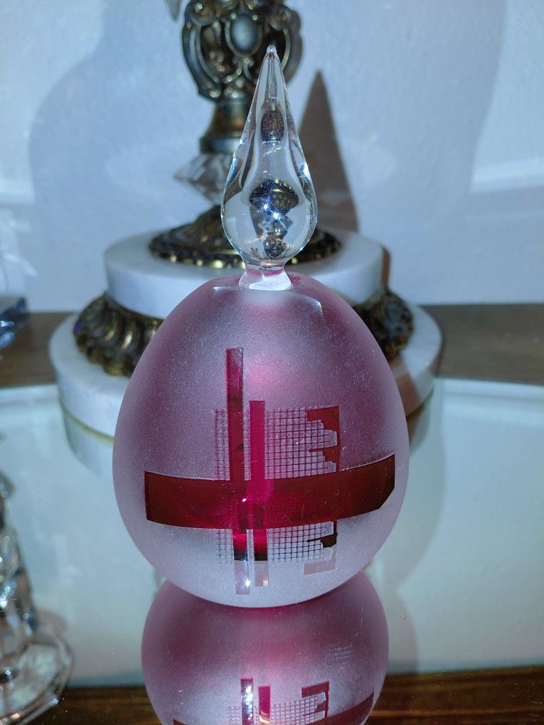 ✨️❤️Celestial Art Glass Jim Grant Geometric Etching Perfume Bottle—Signed✨️❤️