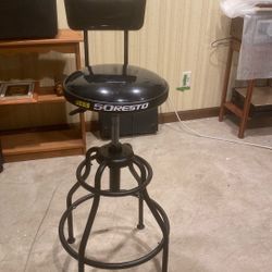 Adjustable Swivel Shop Stool With Backrest