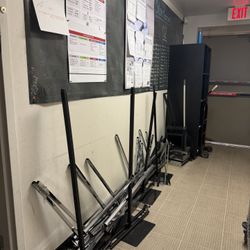 Free cubbies, Aluminum Bars, And Large Table. 